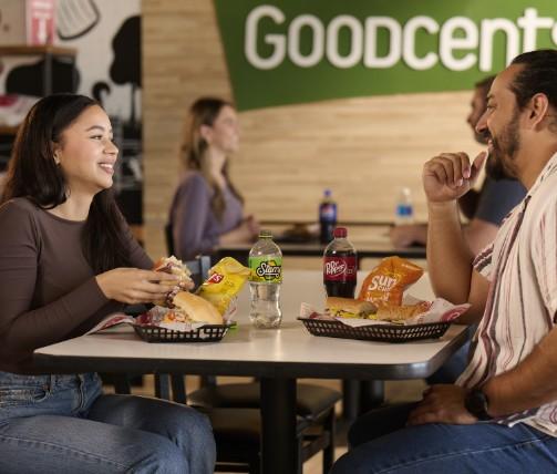 Couple enjoying a meal at Goodcents