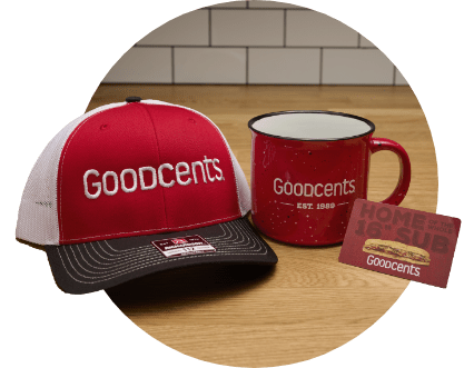 Goodcents branded hat and mug